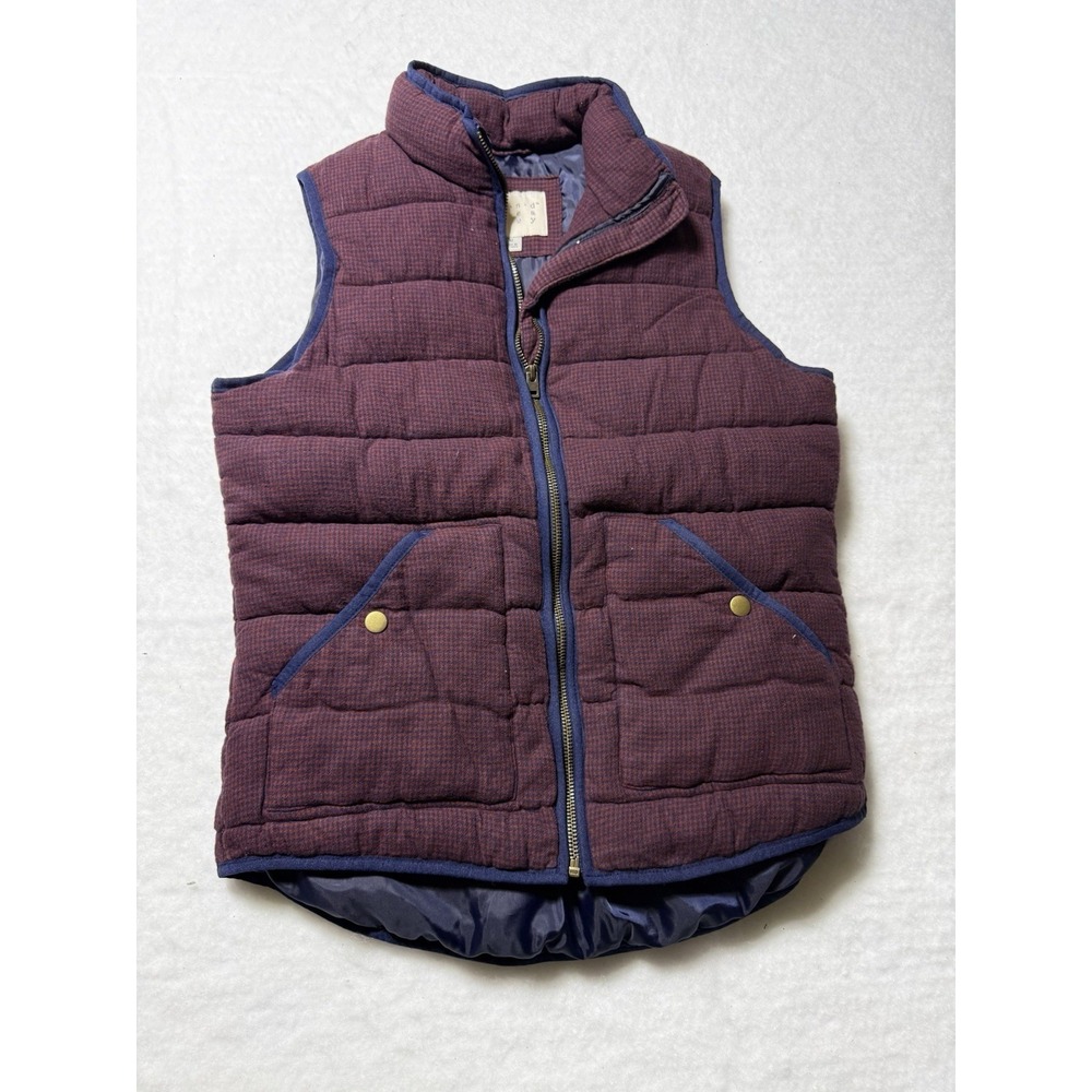 a.n.d a New Day Women's Quilted Puffer Vest Burgundy Blue Size Medium